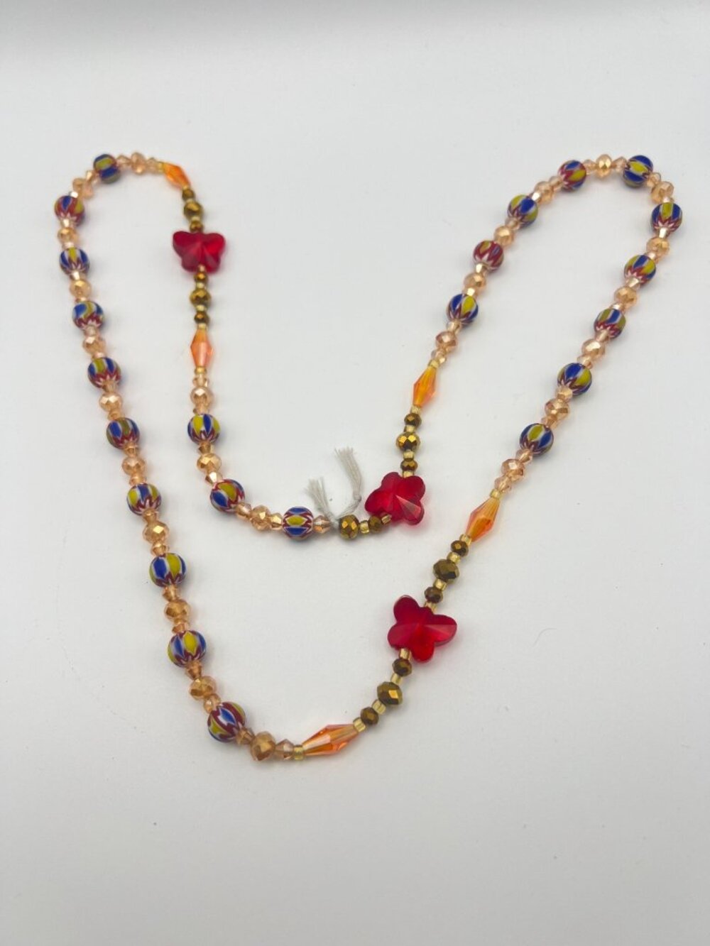 Lot Of 3 Glass Clay Bead Necklaces Multicolor 27" Handmade Boho Festival Layer - Picture 2 of 16